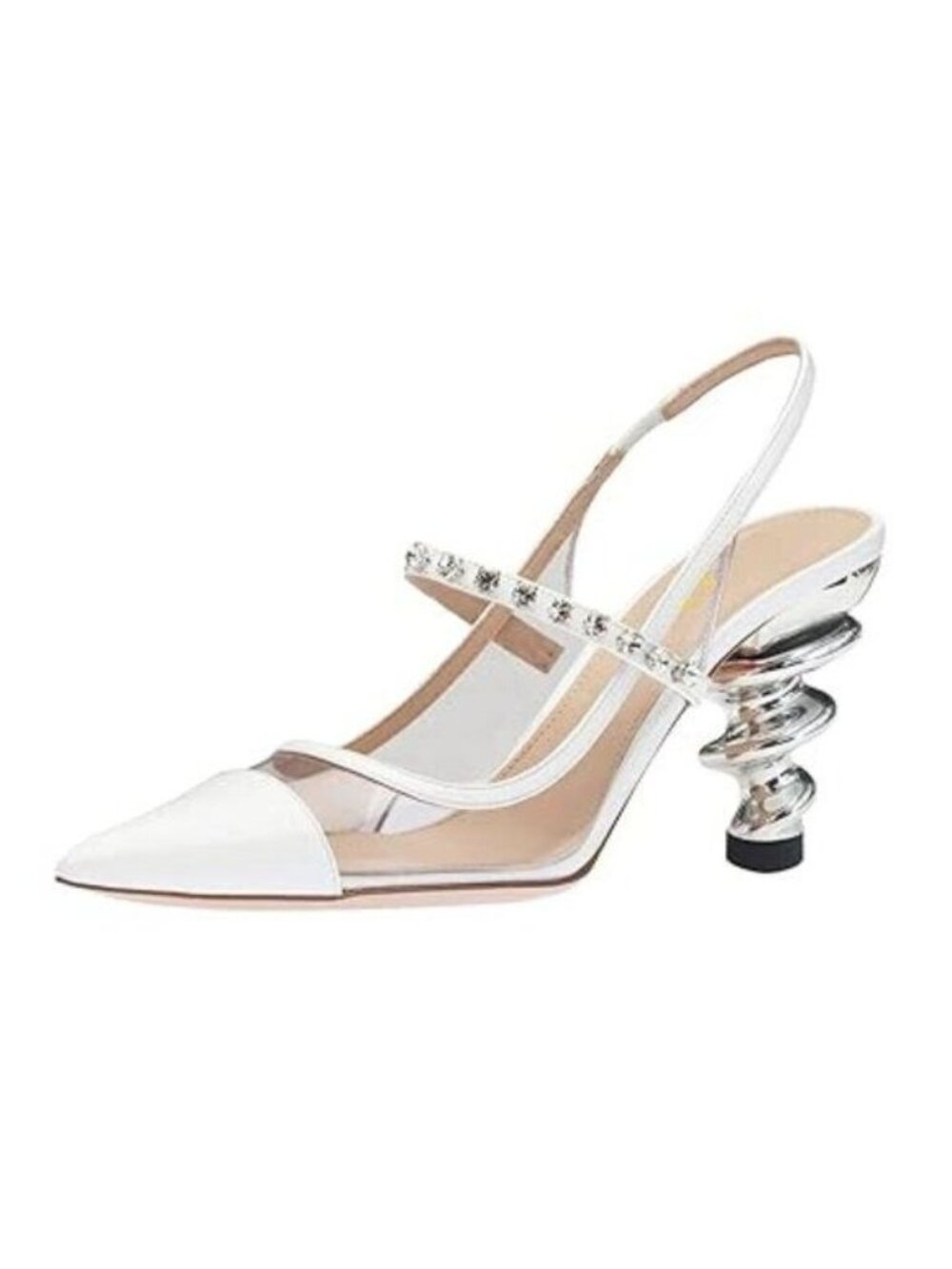 YDN Women Trendy Metallic Spiral Heels Slip On Sandals Slingback Elastic Pumps